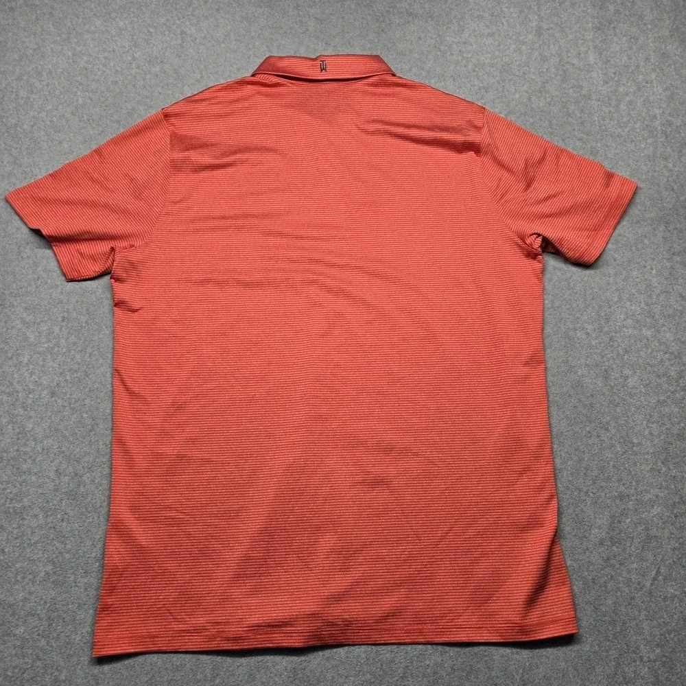 Nike Tiger Woods Collection Polo Mens XL‎ Red Micro Stripe Dri Fit Golf